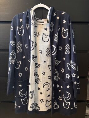 Womens Sailor Moon Navy and White Hooded Cardigan